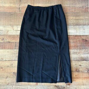 Pendleton Black Wool Midi Skirt With Side Slit Womens Size 16